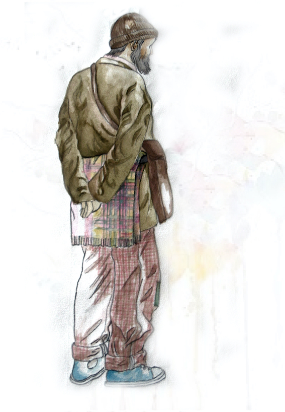 Kostümentwurf ein Landstreicher