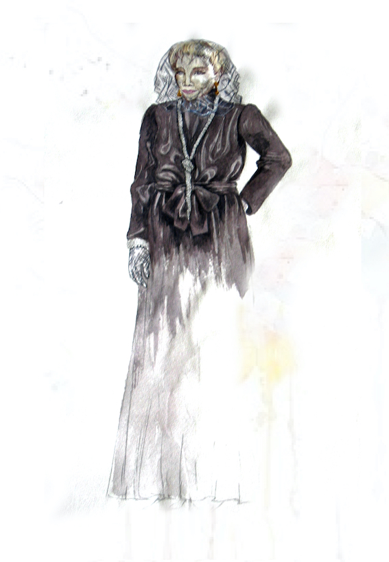 Kostümentwurf für Tilly Lauenstein