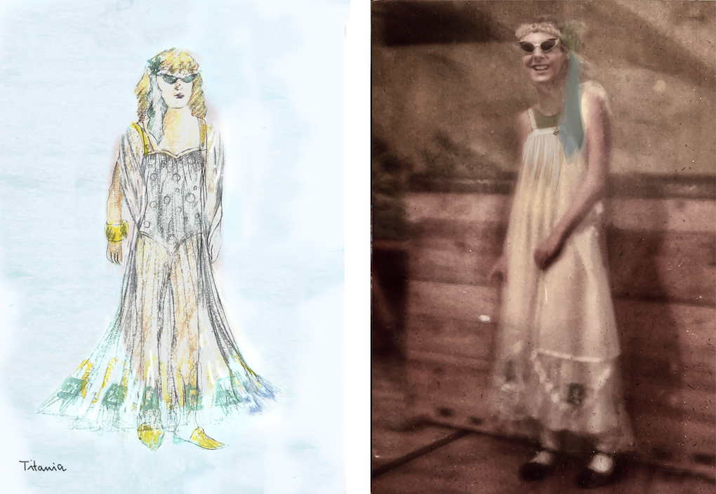 Figurine für Zettel und Darsteller Zettel im Kostüm